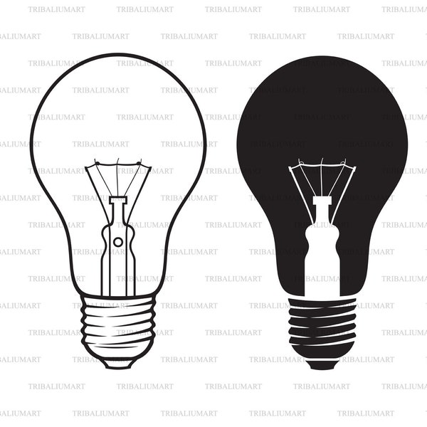 Classic light bulb. Cut files for Cricut. Clip Art silhouettes (eps, svg, pdf, png, dxf, jpeg).