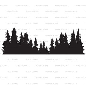 Forest Silhouette Background. Cut files for Cricut. Clip Art silhouettes (eps, svg, pdf, png, dxf, jpeg).