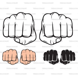 Zwei Fäusten. Dateien für Cricut ausschneiden. ClipArt Silhouette (eps, svg, pdf, png, dxf, jpg).