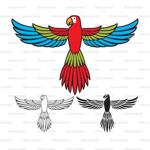 Pappagallo volante. Taglia i file per Cricut. Sagome di clip art (EPS, SVG, PDF, PNG, DXF, jpeg).