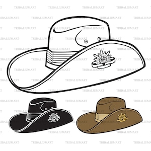 Australian army slouch hat. Cut files for Cricut. Clip Art silhouette (eps, svg, pdf, png, dxf, jpeg).