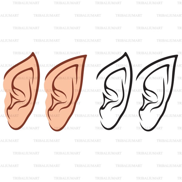 Elf ears. Cut files for Cricut. Clip Art (eps, svg, pdf, png, dxf, jpeg).