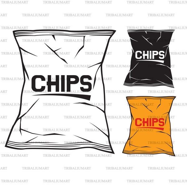 Potato chips bag. Cut files for Cricut. Clip Art (eps, svg, pdf, png, dxf, jpeg).