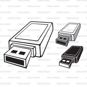 USB-Flash-Laufwerk. Dateien für Cricut ausschneiden. ClipArt Silhouette (eps, svg, pdf, png, dxf, jpg).