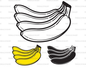 Bunch of bananas. Cut files for Cricut. Clip Art (eps, svg, pdf, png, dxf, jpeg).
