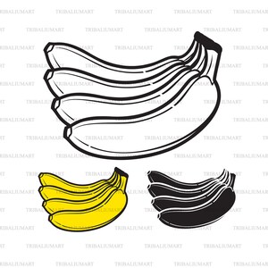 Un paquet de bananes. Coupez les fichiers pour Cricut. Clip Art (eps, svg, pdf, png, dxf, jpeg).