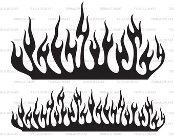 Flammes enflammées. Couper des fichiers pour Cricut. Silhouettes clip art (EPS, SVG, PDF, png, DXF, JPEG).