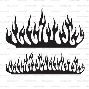 Flammes enflammées. Couper des fichiers pour Cricut. Silhouettes clip art (EPS, SVG, PDF, png, DXF, JPEG).