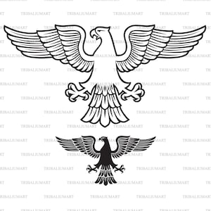Aigle héraldique. Coupez les fichiers pour Cricut. Silhouette Clip Art (eps, svg, pdf, png, dxf, jpeg).