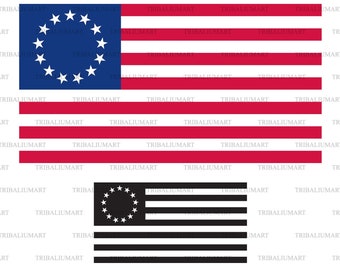 Historical American Flag. 13 Star Betsy Ross Union (USA design). Cut files for Cricut. Clip Art (eps, svg, pdf, png, dxf, jpeg).