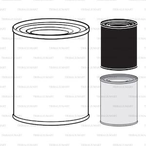 Lata. Cortar arquivos para Cricut. Silhuetas de clipart (eps, svg, pdf, png, dxf, jpeg).