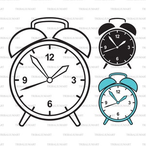 Alarmklok. Bestanden knippen voor Cricut. Illustraties (eps, svg, pdf, png, dxf, jpeg).