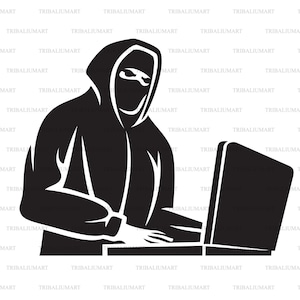 Computer-Hacker. Dateien für Cricut ausschneiden. ClipArt Silhouetten (eps, svg, pdf, png, dxf, jpg).