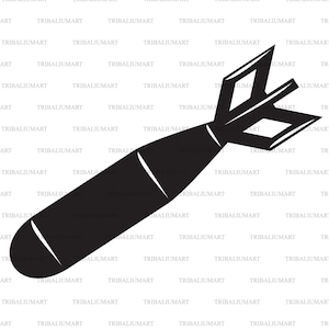 Aviation bomb. Cut files for Cricut. Clip Art silhouette (eps, svg, pdf, png, dxf, jpeg).