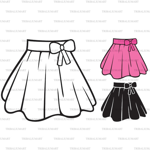 Skirt. Cut files for Cricut. Clip Art silhouettes (eps, svg, pdf, png, dxf, jpeg).