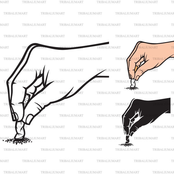 Stop smoking concept - hand extinguishing a cigarette. Cut files for Cricut. Clip Art silhouettes (eps, svg, pdf, png, dxf, jpeg).