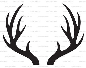 Deer antlers or horns. Cut files for Cricut. Clip Art silhouettes (eps, svg, pdf, png, dxf, jpeg).