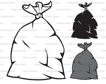 Plastic garbage bag. Cut files for Cricut. Clip Art silhouette (eps, svg, pdf, png, dxf, jpeg).