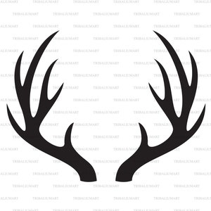 Deer antlers or horns. Cut files for Cricut. Clip Art silhouettes (eps, svg, pdf, png, dxf, jpeg).