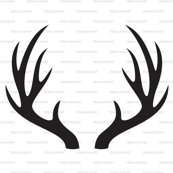 Deer antlers or horns. Cut files for Cricut. Clip Art silhouettes (eps, svg, pdf, png, dxf, jpeg).