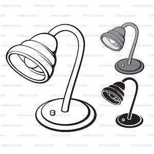 Lampa biurkowa. Pliki do cięcia dla Cricut. Clip Art (eps, svg, pdf, png, dxf, jpeg).