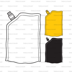 Doypack のホイル食品または飲料バッグ包装。Cricut 用のカット ファイル。クリップ アート シルエット (eps、svg、pdf、png、dxf、jpeg)。