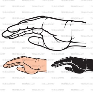 Proteção das mãos. Cortar arquivos para Cricut. Silhueta de clipart (eps, svg, pdf, png, dxf, jpeg).