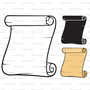 Role o papel. Cortar arquivos para Cricut. Silhuetas de clipart (eps, svg, pdf, png, dxf, jpeg).
