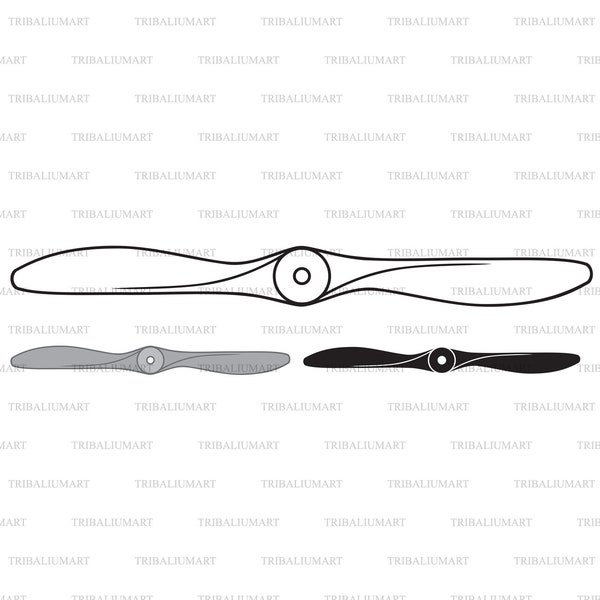 Airplane propeller. Cut files for Cricut. Clip Art silhouettes (eps, svg, pdf, png, dxf, jpeg).