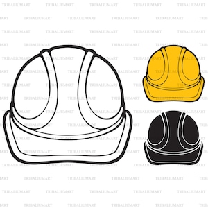 Sombrero duro de los trabajadores de la construcción (casco protector). Cortar archivos para Cricut. Silueta de Clip Art (eps, svg, pdf, png, dxf, jpeg).