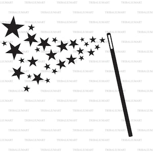 Baguette magique. Fichiers de découpe pour Cricut. Silhouette clipart (eps, svg, pdf, png, dxf, jpeg).