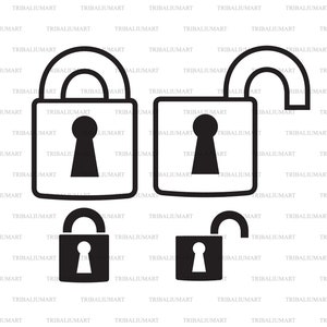 Vorhängeschloss. Dateien für Cricut ausschneiden. ClipArt Silhouette (eps, svg, pdf, png, dxf, jpg).