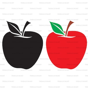 pomme. Coupez les fichiers pour Cricut. Silhouettes Clip Art (eps, svg, pdf, png, dxf, jpeg).