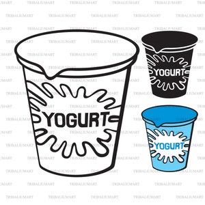 Plastic Yogurt Container. Cut files for Cricut. Clip Art silhouettes (eps, svg, pdf, png, dxf, jpeg).