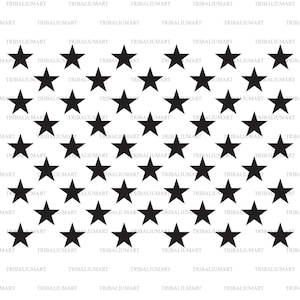 50 sterren (Verenigde Staten van Amerika, de vlagvan de V.S.). Knip bestanden voor Cricut. Illustraties (eps, svg, pdf, png, dxf, jpeg).