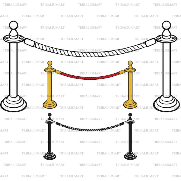 Rope barrier. Cut files for Cricut. Clip Art silhouette (eps, svg, pdf, png, dxf, jpeg).