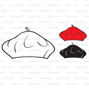フランスのベレー帽（画家帽子）。Cricut 用のカット ファイル。クリップ アート（eps、svg、pdf、png、dxf、jpeg）。