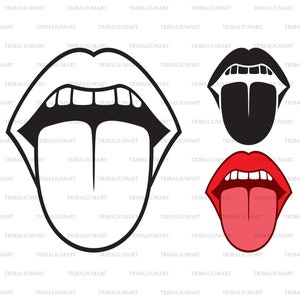 Boca aberta mostrando a língua. Cortar arquivos para Cricut. Clip-art (eps, svg, pdf, png, dxf, jpeg).