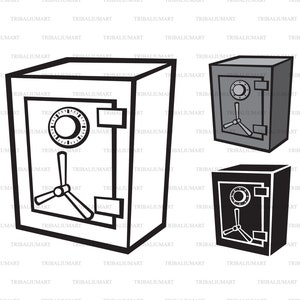 Cofre de segurança. Silhuetas de clipart (eps, svg, pdf, png, dxf, jpeg).