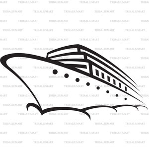 Kreuzfahrtschiff (Ozeandampfer). Dateien für Cricut ausschneiden. ClipArt Silhouette (eps, svg, pdf, png, dxf, jpg).