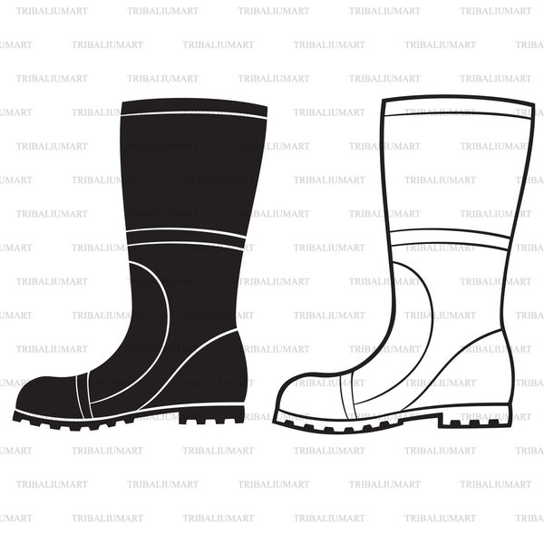 Bottes de pluie. Coupez les fichiers pour Cricut. Silhouettes Clip Art (eps, svg, pdf, png, dxf, jpeg).