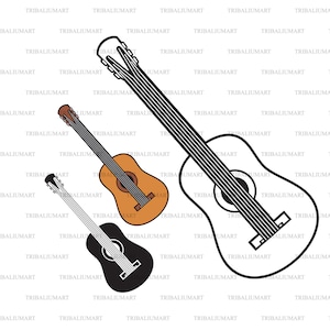Gitarre. Dateien für Cricut ausschneiden. ClipArt Silhouette (eps, svg, pdf, png, dxf, jpg).