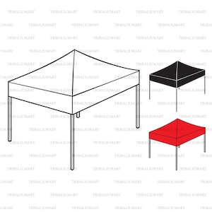 Folding or canopy tent. Cut files for Cricut. Clip Art silhouettes (eps, svg, pdf, png, dxf, jpeg).