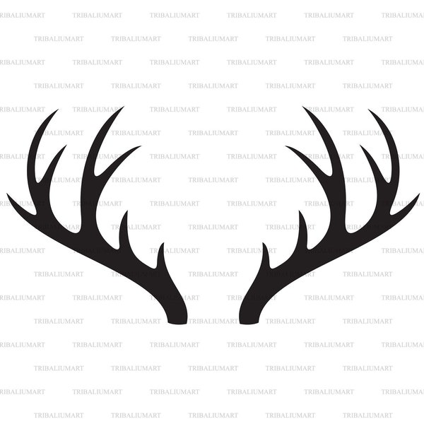 Deer antlers or horns. Cut files for Cricut. Clip Art silhouettes (eps, svg, pdf, png, dxf, jpeg).