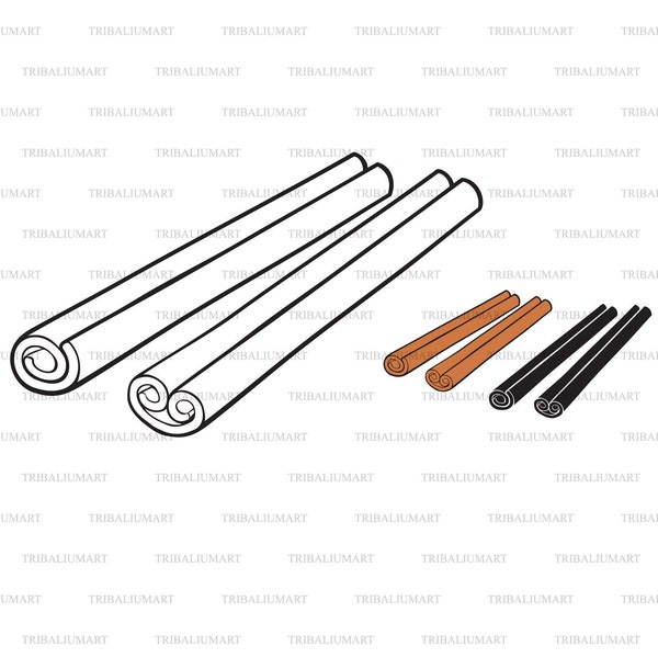 Cinnamon sticks. Cut files for Cricut. Clip Art silhouettes (eps, svg, pdf, png, dxf, jpeg).