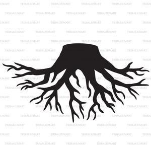 Alter Baumstumpf mit Wurzeln. Dateien für Cricut ausschneiden. ClipArt (eps, svg, pdf, png, dxf, jpg).
