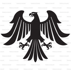 Heraldische adelaar. Cut bestanden voor de Cricut. Clip Art silhouet (EPS, SVG, PDF, PNG, DXF, JPEG).