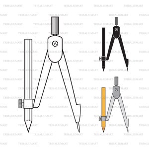 Bússola escolar com lápis. Cortar arquivos para Cricut. Silhuetas de clipart (eps, svg, pdf, png, dxf, jpeg).
