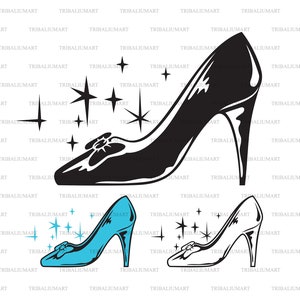 Crystal Cinderella Slipper. Pliki do cięcia dla Cricut. Clip Art sylwetka (eps, svg, pdf, png, dxf, jpeg).