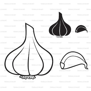 Ampoule à l'ail. Coupez les fichiers pour Cricut. Silhouettes Clip Art (eps, svg, pdf, png, dxf, jpeg).